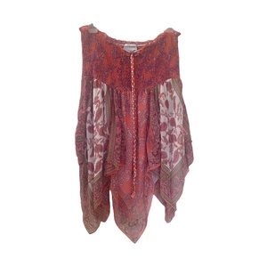 Motherhood Maternity Bohemian Paisley Halter Top Handkerchief Hem Women’s Small